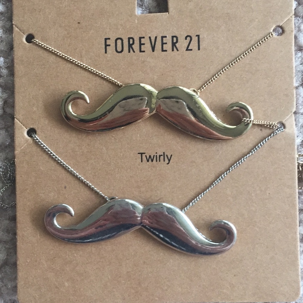 2 mustache necklace set